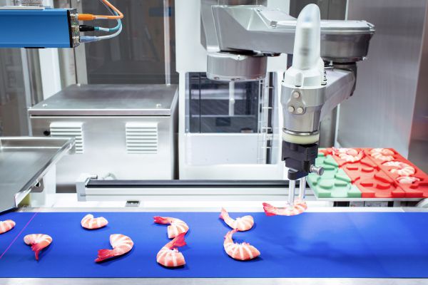 Bei emkon. im Einsatz: Scara-Roboter in Standardzelle für sensible Lebensmittelprodukte